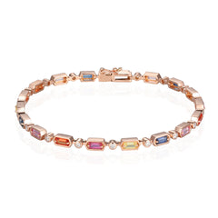14K Rose Gold Multi-Color Sapphire Bracelet