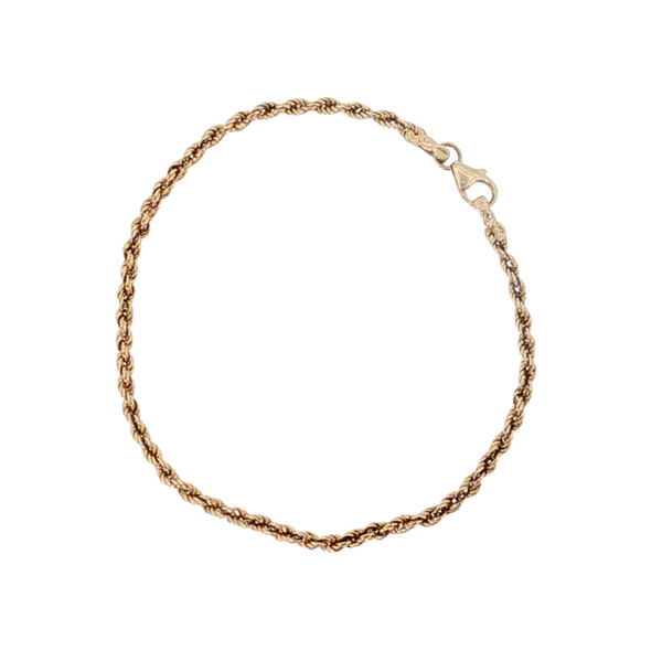 14KY HOLLOW ROPE BRACELET 7.5IN