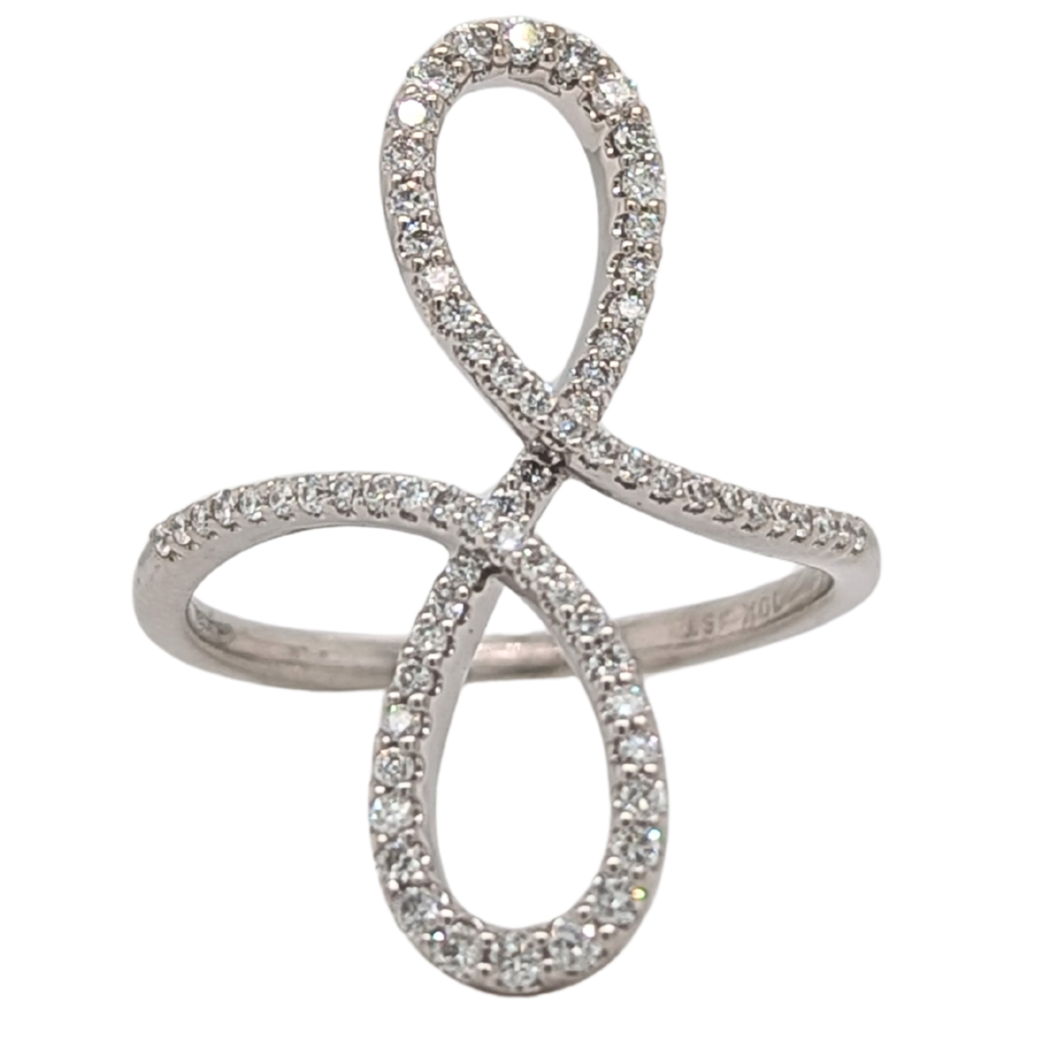 Estate: 10K White Gold Diamond Swirl Ring 1/3CTW