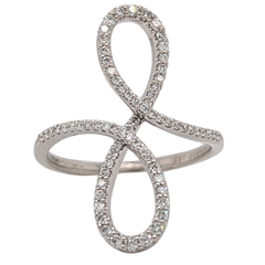 Estate: 10K White Gold Diamond Swirl Ring 1/3CTW