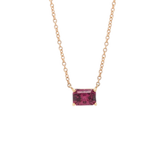 14K Yellow Gold Emerald Cut Garnet Necklace