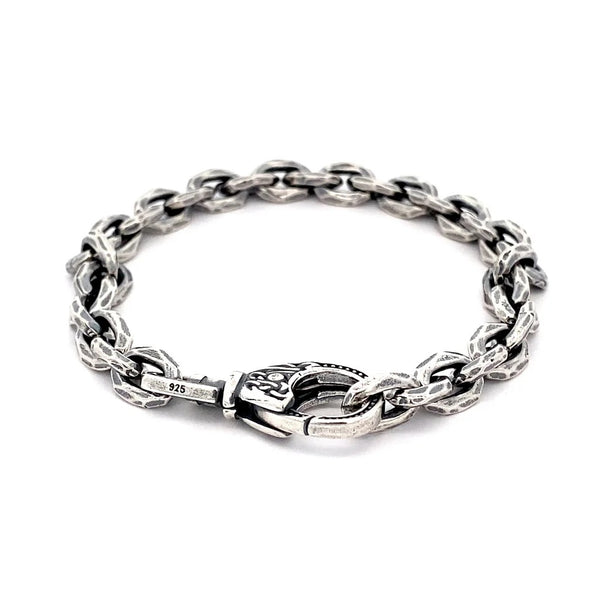 Sterling Silver Oxidized Bevel Link Bracelet 8.5"