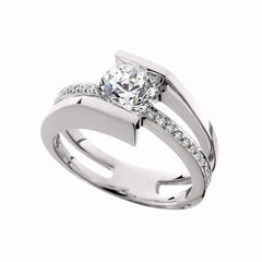14K White Gold 1CT Semi-Mount Diamond Accented Ring