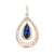 14K Two Tone Blue Sapphire Teardrop Pendant