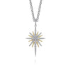 14K Yellow Gold and 925 Sterling Silver Bujukan White Sapphire Starburst Pendant Necklace