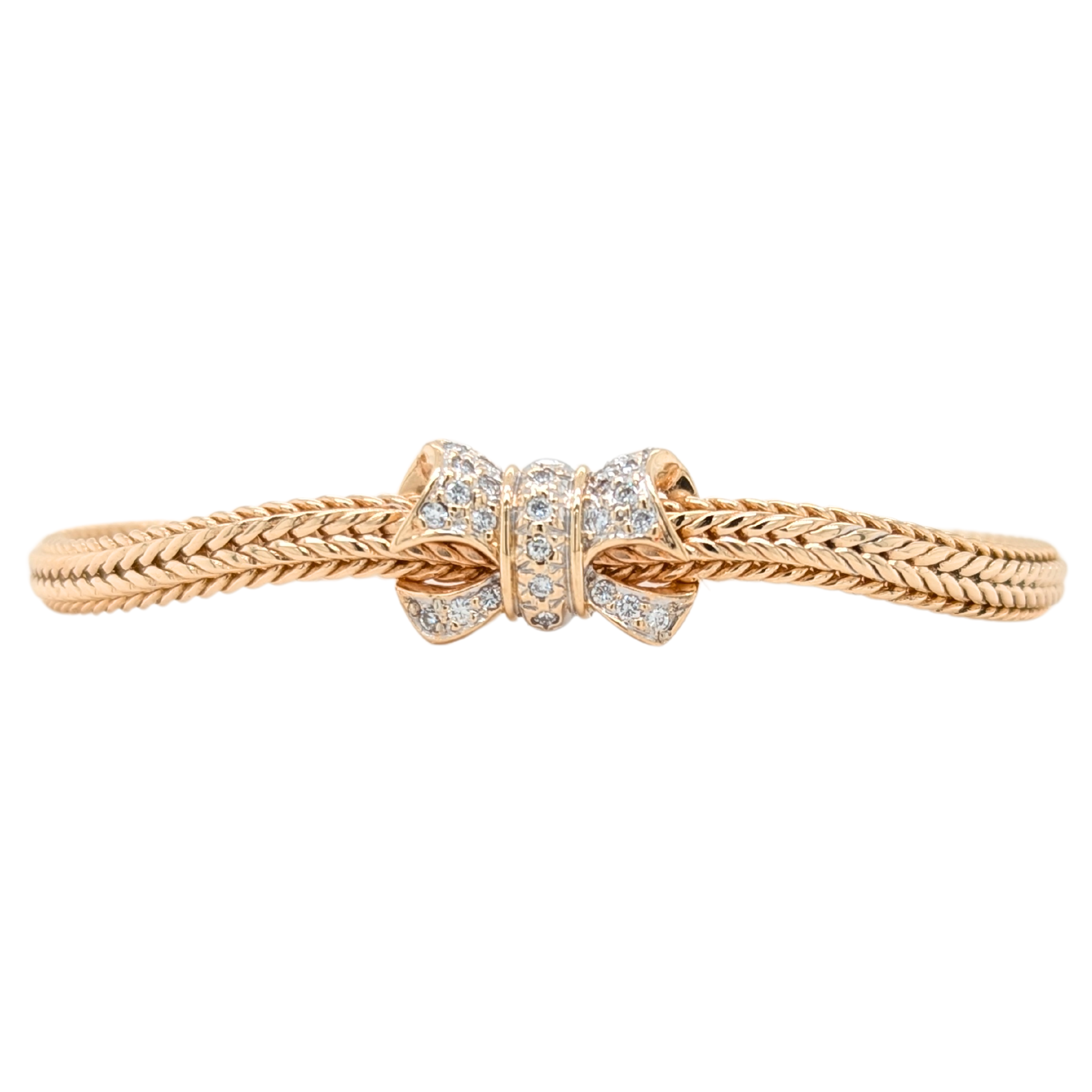 Estate: 14KT Yellow Gold Vintage Diamond Bow Bracelet