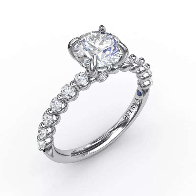 14K White Gold Contemporary Round Diamond Engagement Ring