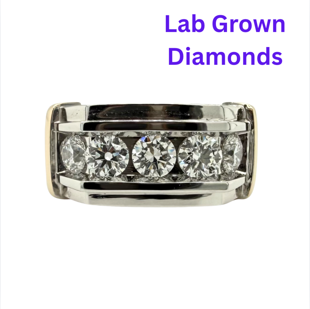 14kt Two Tone Gents 1.50ctw Lab Diamon Ring