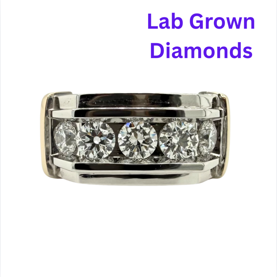 14kt Two Tone Gents 1.50ctw Lab Diamon Ring