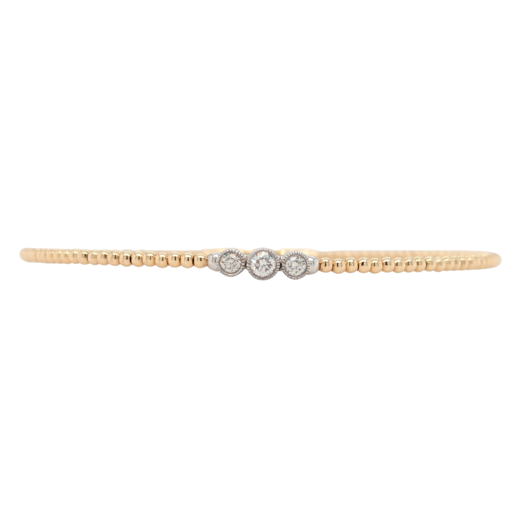 14K Two Tone 3 Diamond Flex Bangle Bracelet