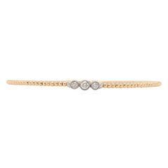 14K Two Tone 3 Diamond Flex Bangle Bracelet