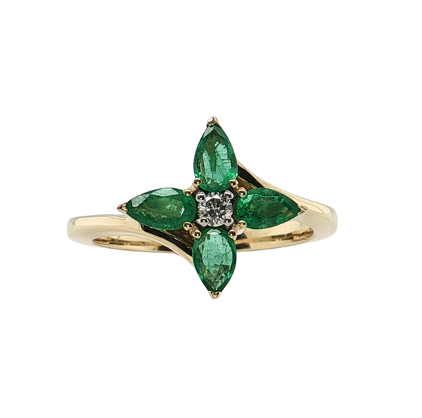 14kt Yellow Gold .76ctw Emerald .07ctw Diamond Ring