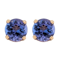 14K Yellow Gold Tanzanite Stud Earrings