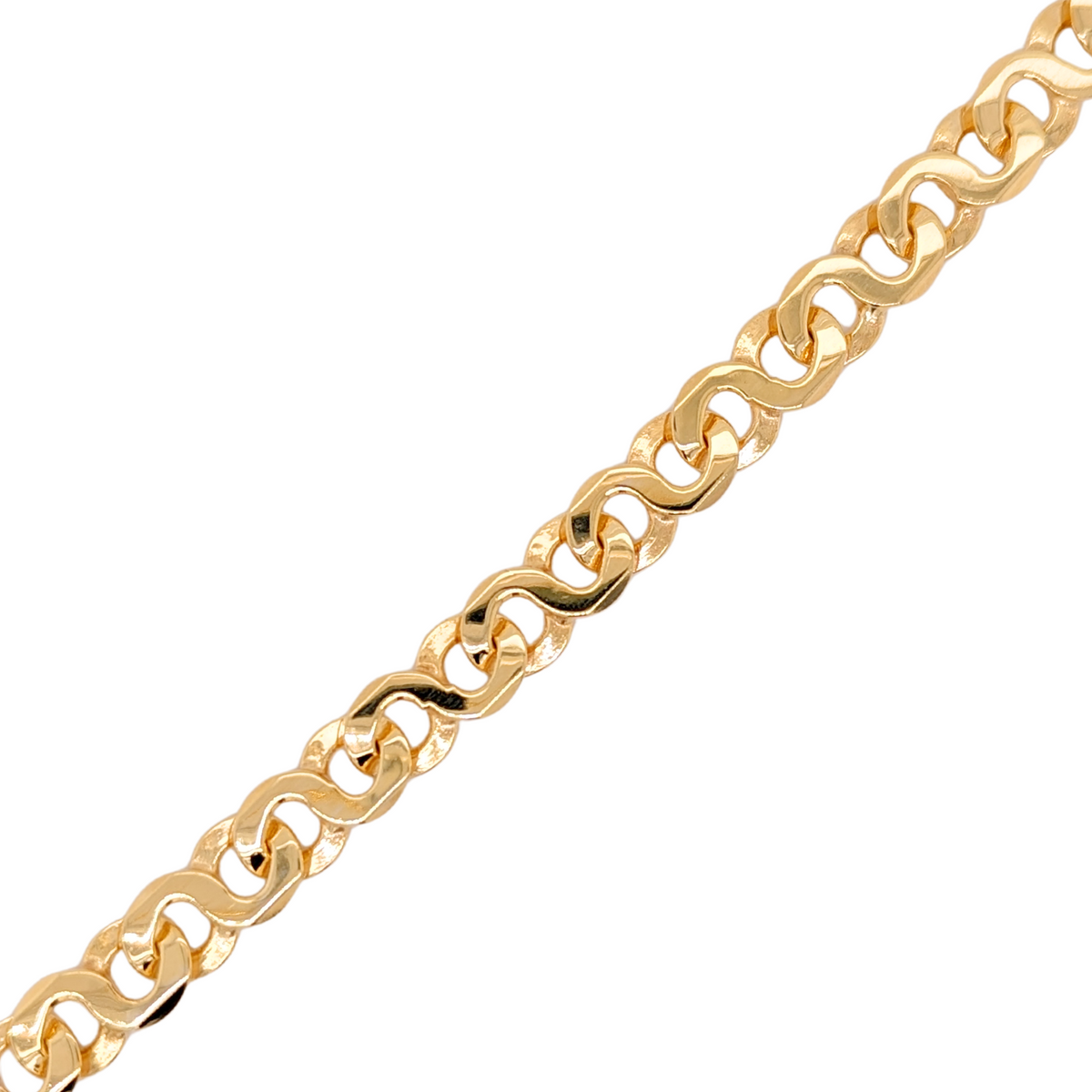 14K Yellow Gold Figure Eight Link Bracelet - 8"