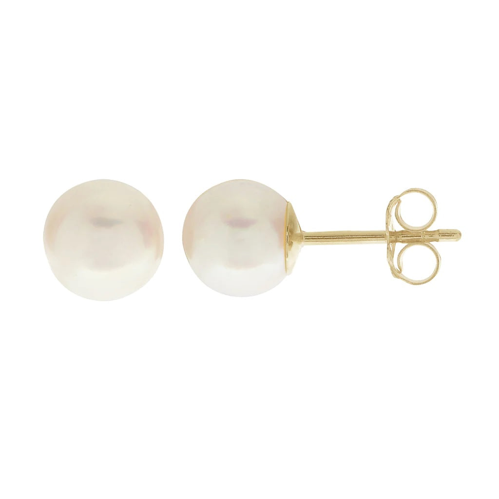 14K YG 6MM A AKOYA PEARL STUDS