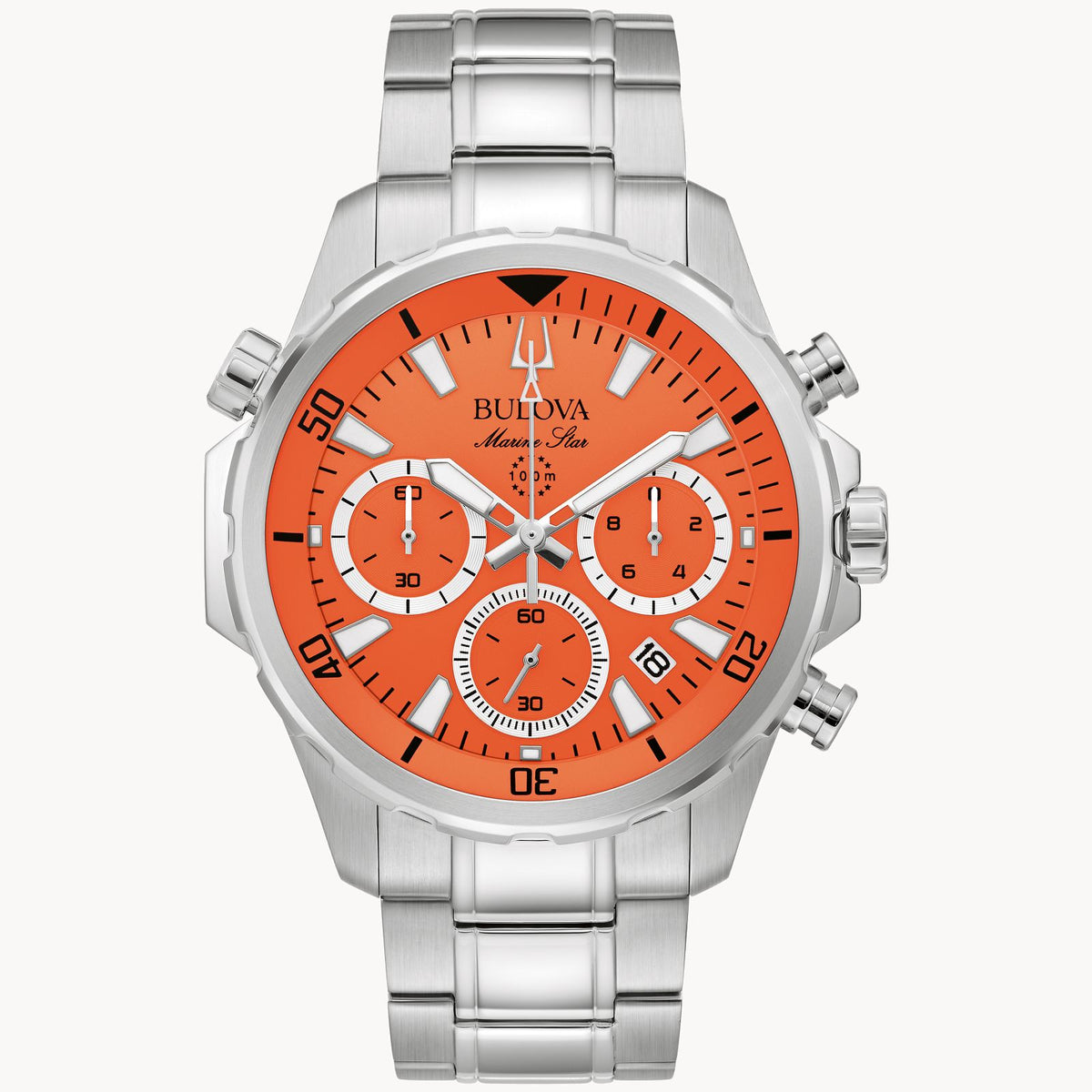 Bulova Marine Star Orange Dial Watch 96B395