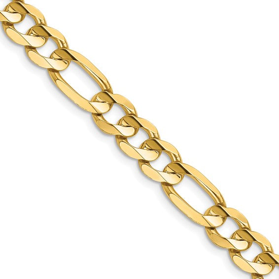14K Yellow Gold 7.5MM 20" Figaro Chain