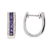Sterling Silver Purple Sapphire with Diamond Hoops