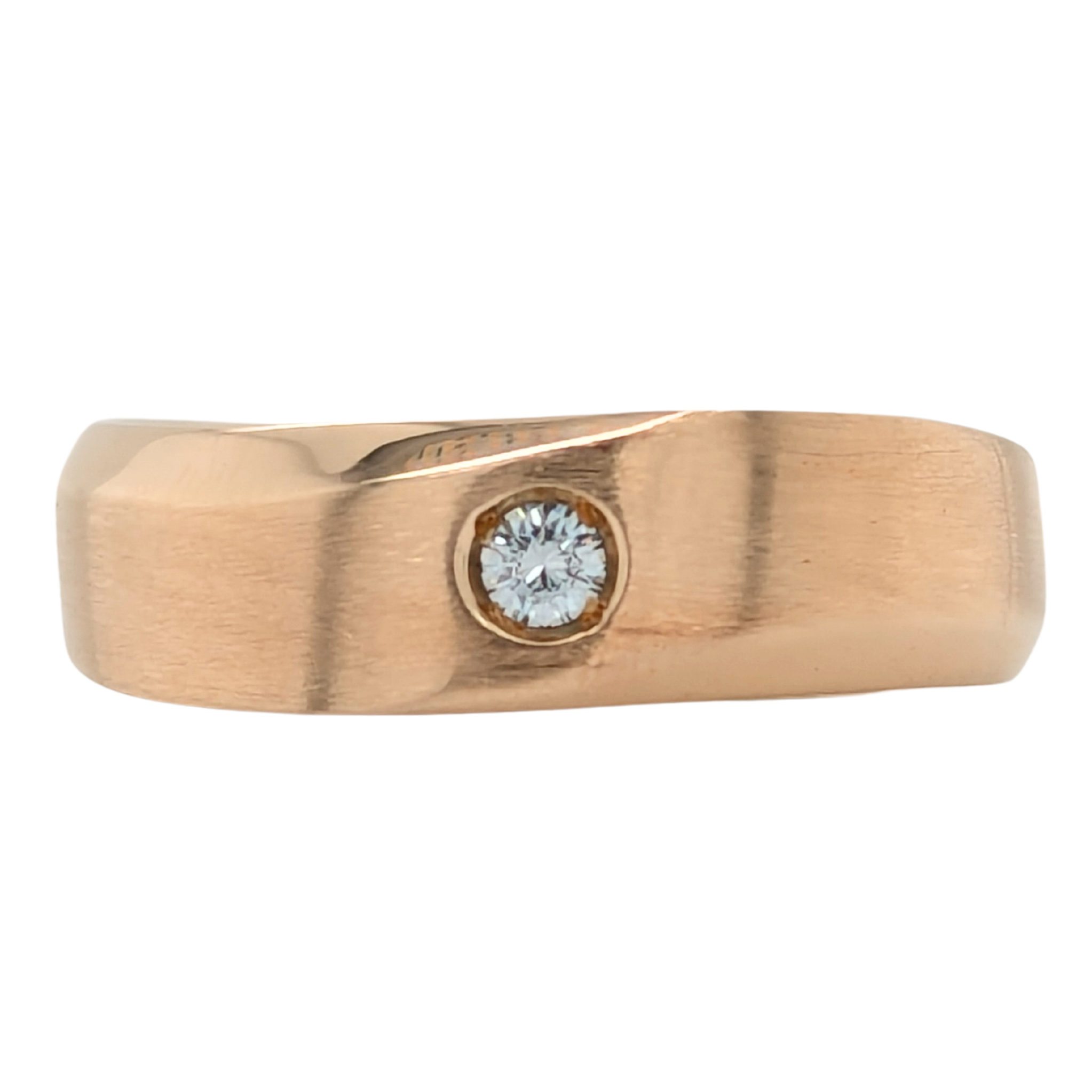 14K Yellow Gold Men's Wave Diamond Solitaire Band