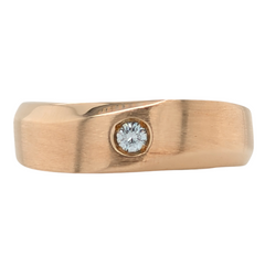 14K Yellow Gold Men's Wave Diamond Solitaire Band