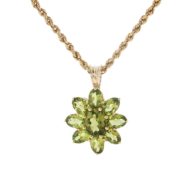 14KY PERIDOT FLOWER CLUSTER PENDANT