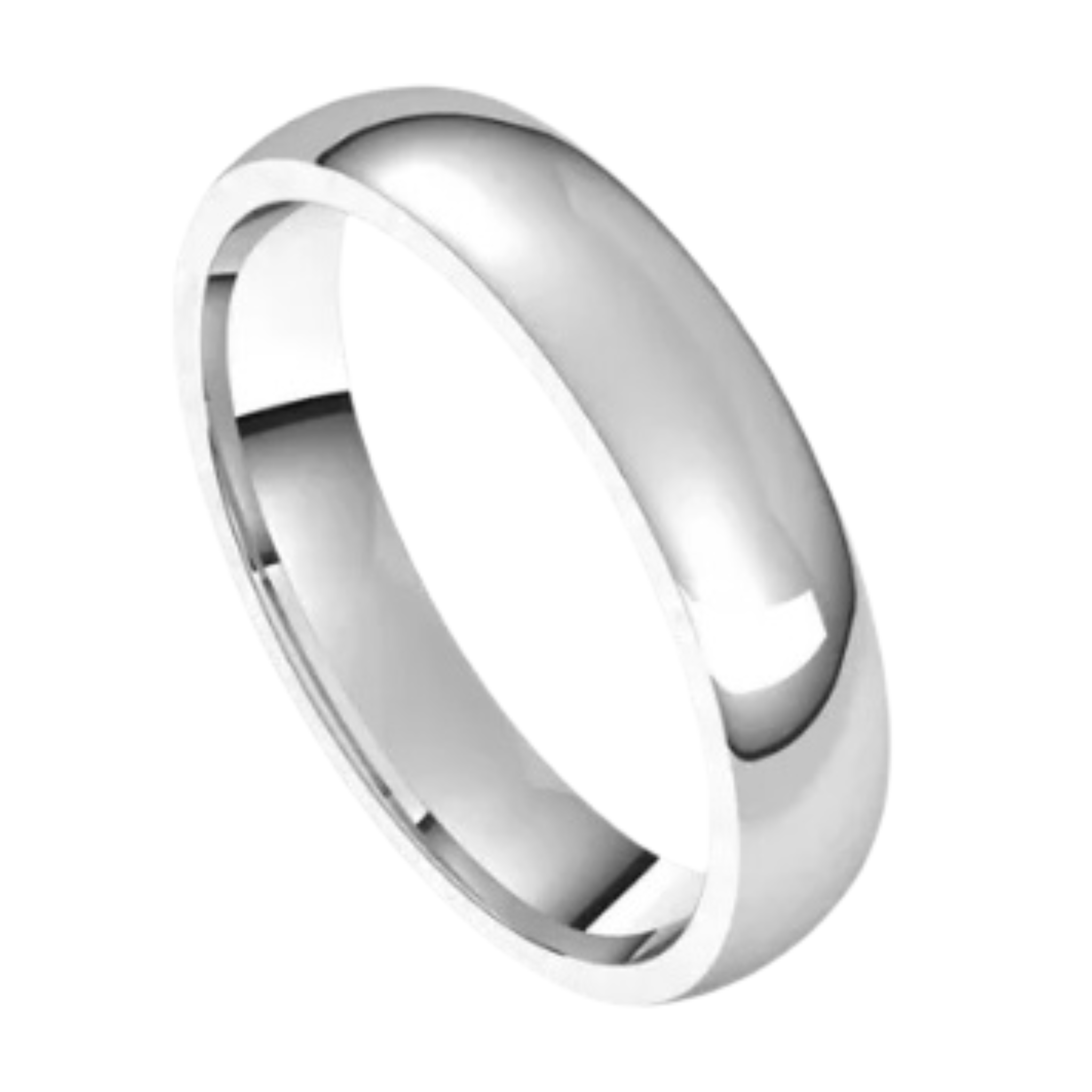 10K White Gold 4MM Half Round Wedding Band Size 10