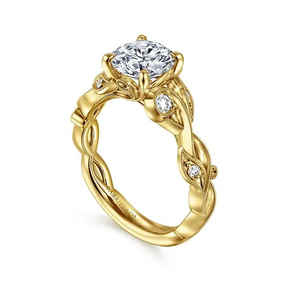 14K Yellow Gold Lena Floral Engagement Ring.16CTW Semi-Mount S2086904