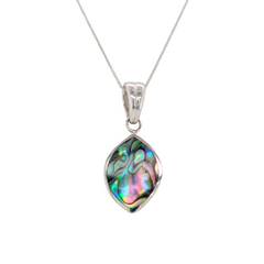 Sterling Silver Marquise Cabochon Abalone Necklace