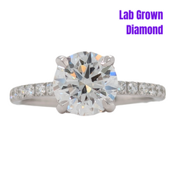 14K White Gold Lab Grown Round Brilliant Diamond Hidden Halo Engagement Ring