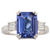 14K White Gold Emerald Cut Tanzanite and Baguette Ring