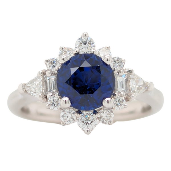 Platinum 2CT GIA Royal Blue Sapphire & Diamond Ring