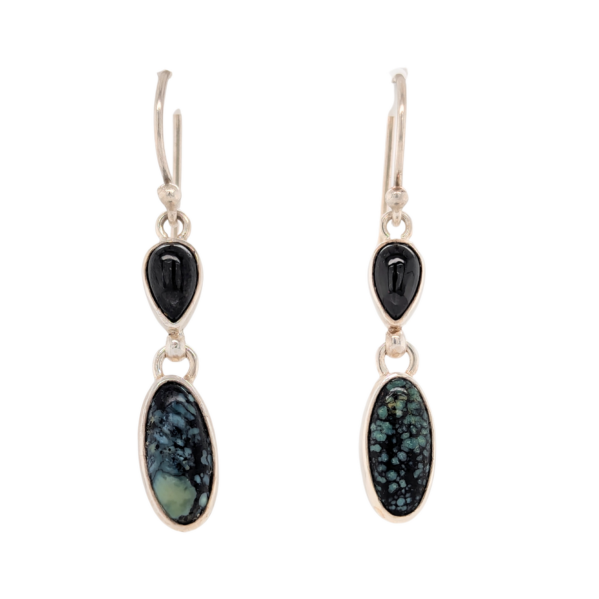 Sterling Silver Turquoise Earrings with Star Dioside