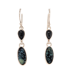 Sterling Silver Turquoise Earrings with Star Dioside