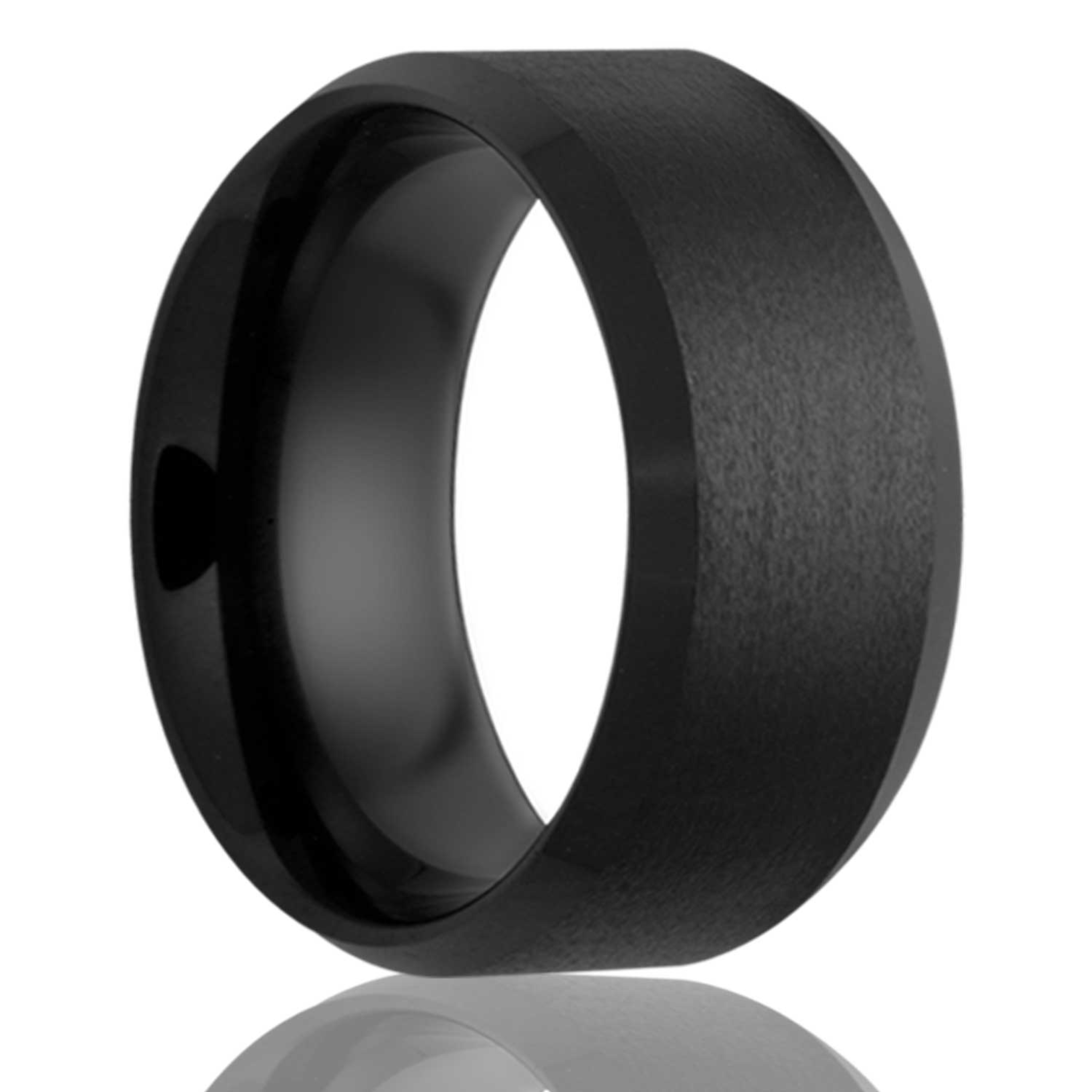 Black Ceramic 6MM Beveled Edge Men's Ring - Size 8.5