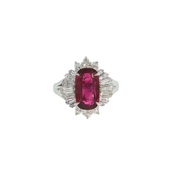 Estate Platinum 2.30ct Thai Ruby 1.17ctw Diamond Ring