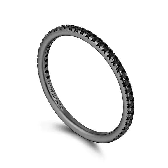 14K Black Rhodium Ladies Band with Black Diamonds S2124746