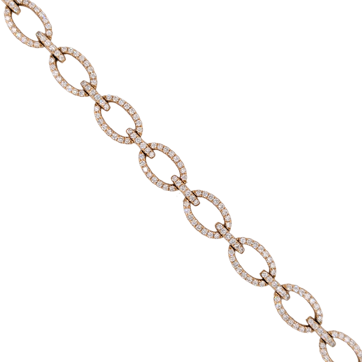 14K Diamond Pave Oval Link Bracelet