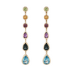 14kt Yellow Gold 4.53ctw Multi Color Dangle Earrings
