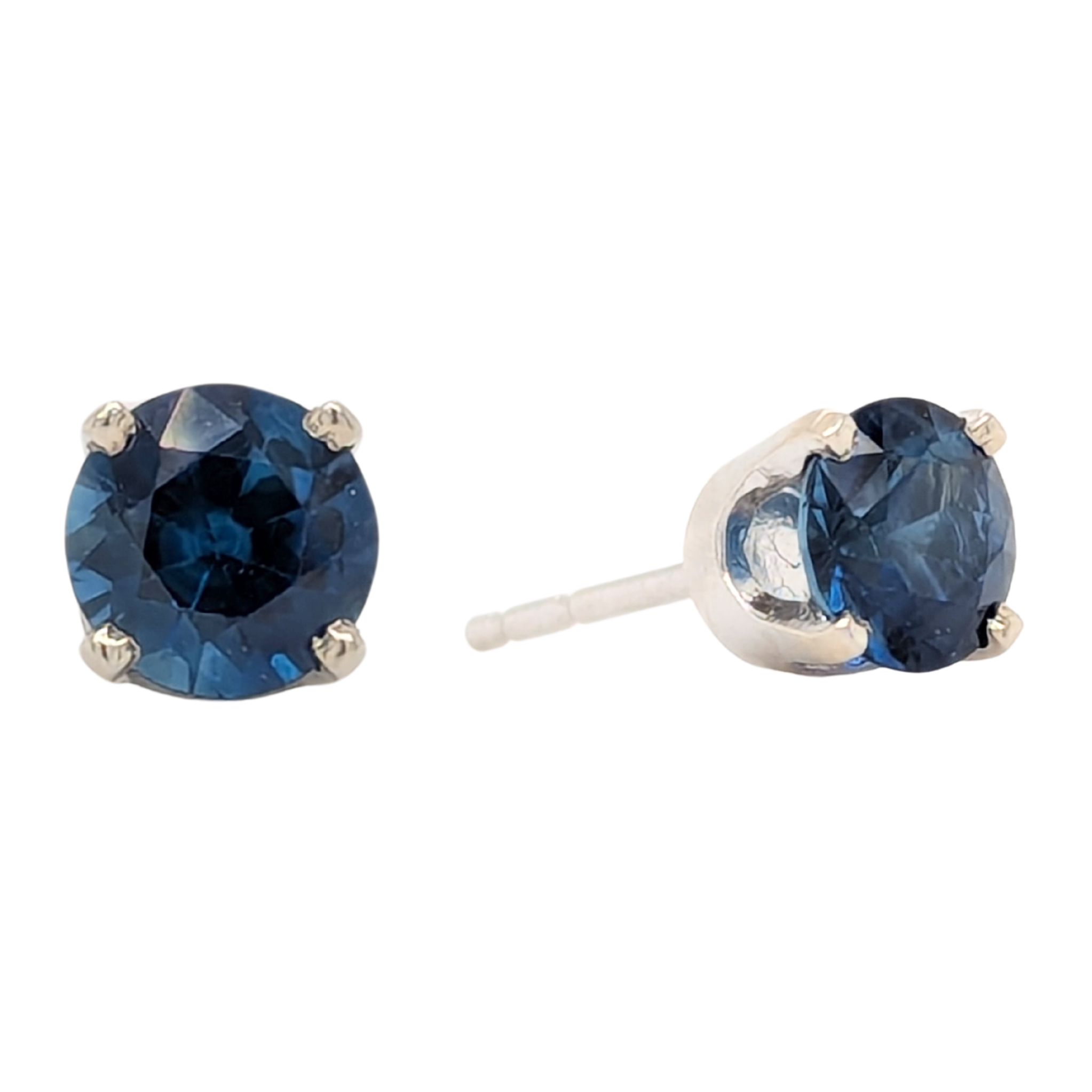 14K White Gold Ceylon 1.11CTW Blue Sapphire Earrings