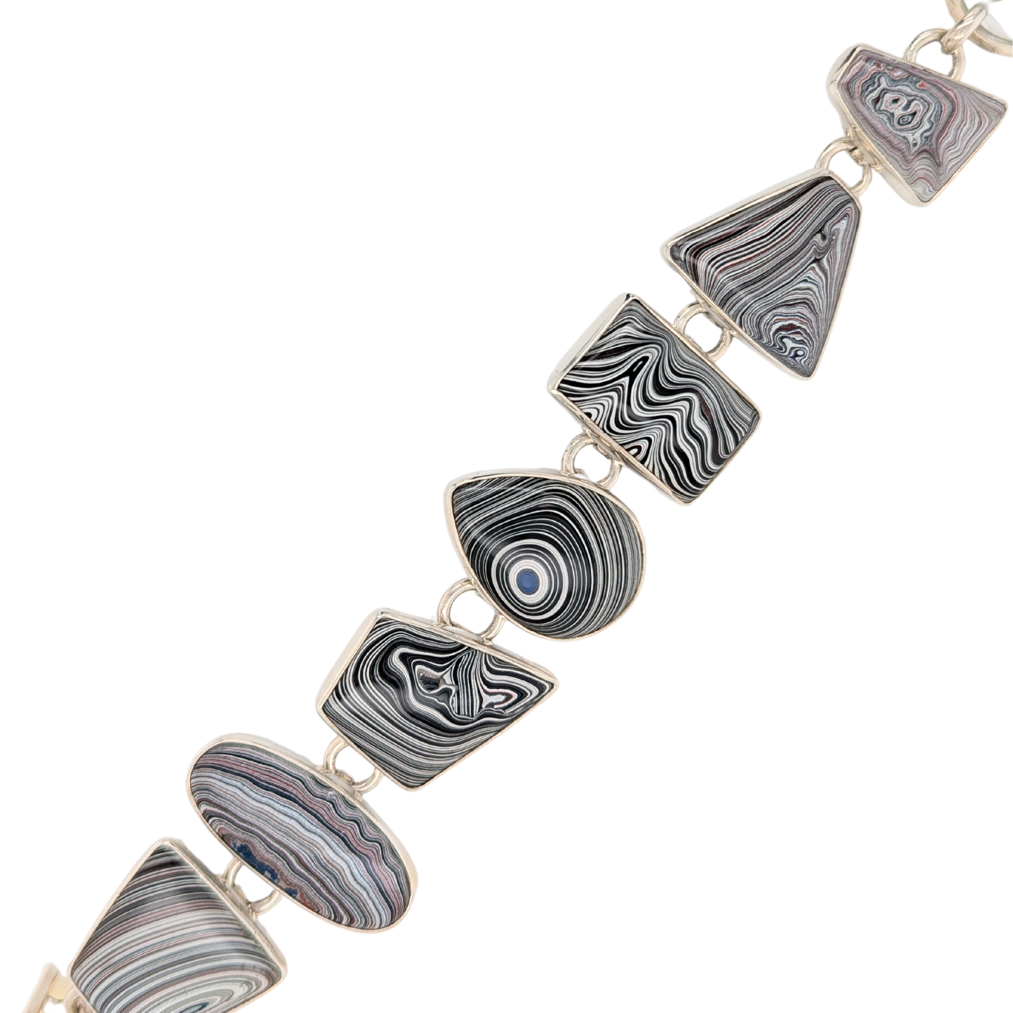 Sterling Silver Multi-Shape Fordite Toggle Bracelet
