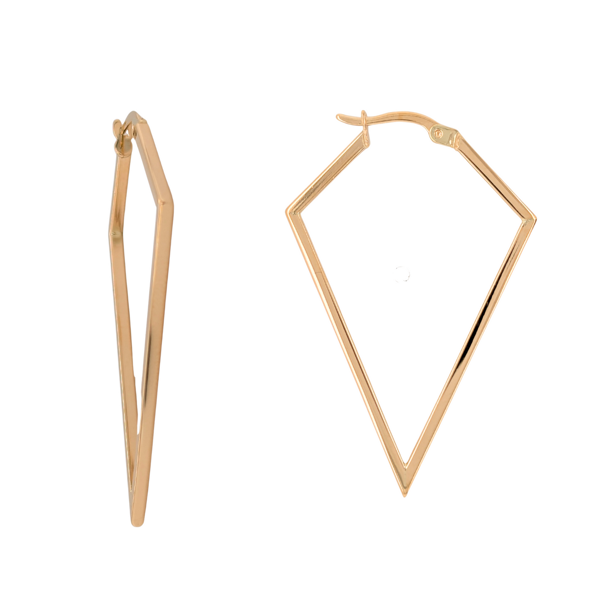 Estate: 14K Yellow Gold Triangle Hoop Earrings
