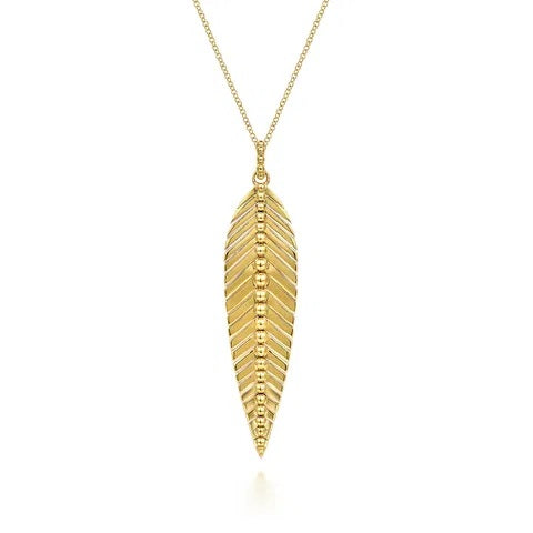 Bujukan 14K Yellow Gold Leaf Necklace