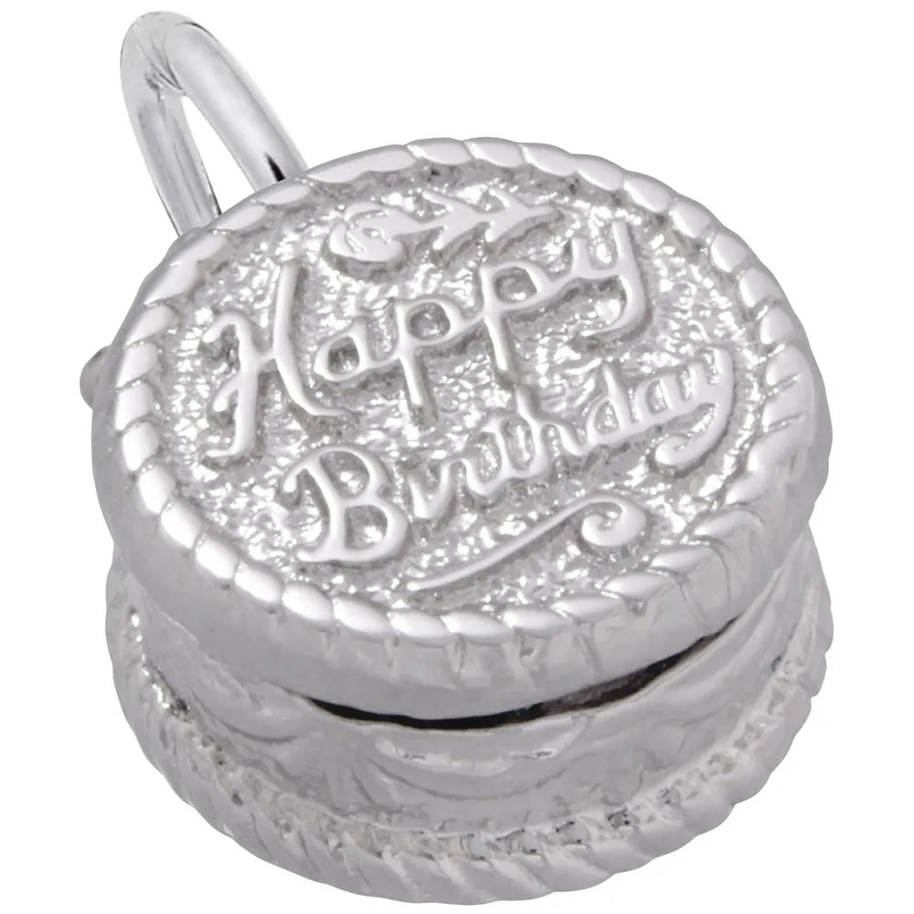 Sterling Silver Happy Birthday Cake Charm.