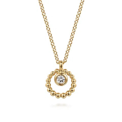 Bujukan 14K Yellow Gold Pendant with White Sapphire