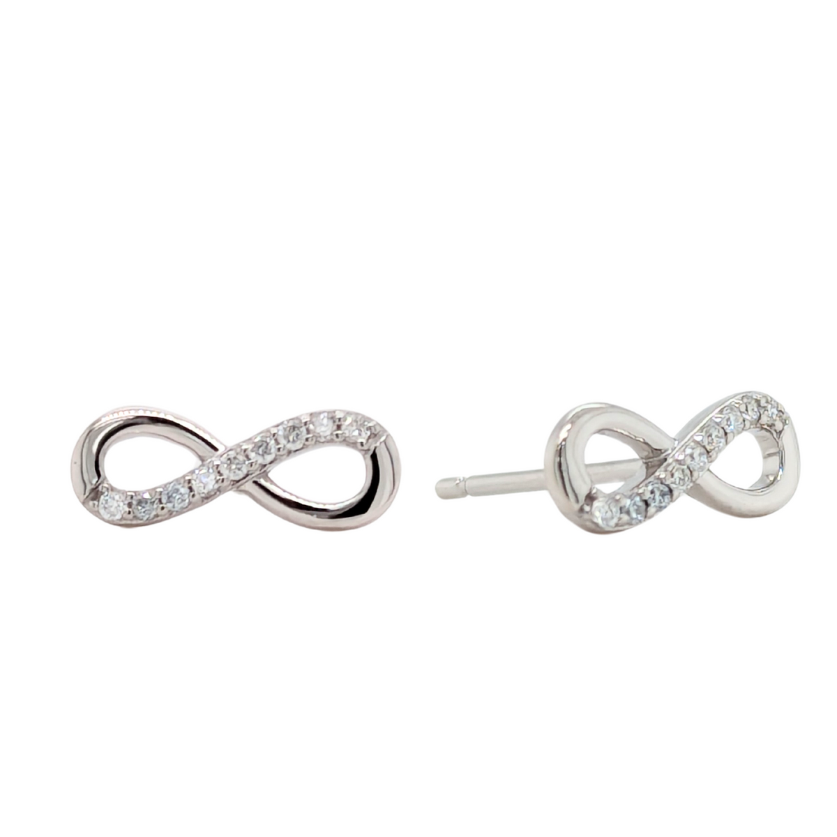 14KT White Gold Diamond Infinity Stud Earrings