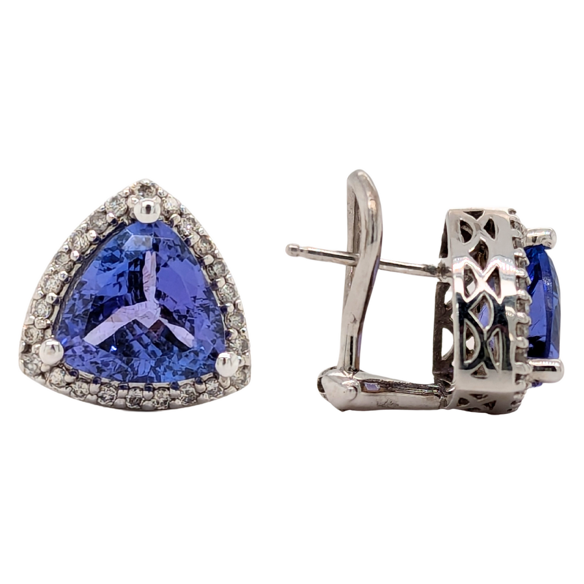 14K Gold Trillian Tanzanite Omega Back Earrings