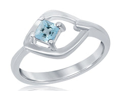 Sterling Silver Step Cut Blue Topaz Fashion Ring