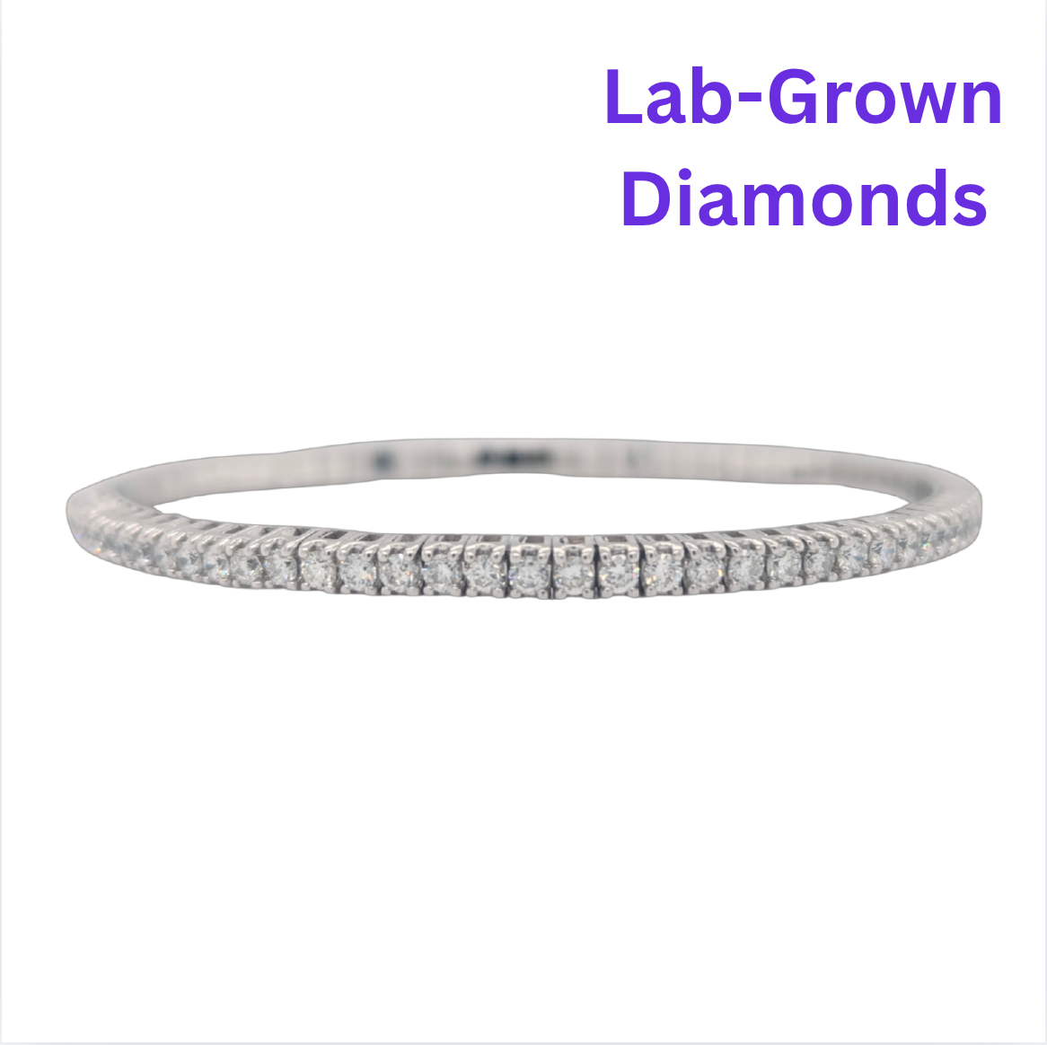 14kt White Gold Lab Grown 3.23CTW Stretch Bracelet