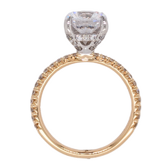 14K Gold Diamond Engagement Ring Semi-Mount with Hidden Halo