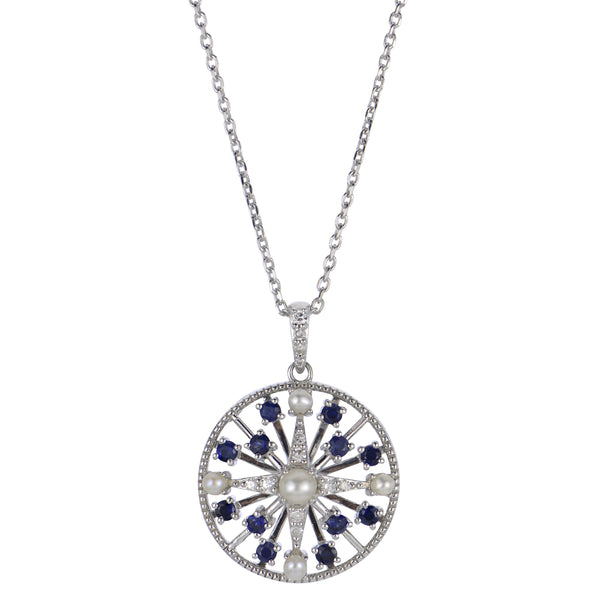 STERLING SEED PEARL BLUE SAPPH.